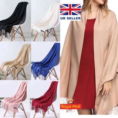 Pure Cashmere Scarf Women Ladies Winter Warm Long Soft Wool Shawl Wrap Knit - Image 1 of 4