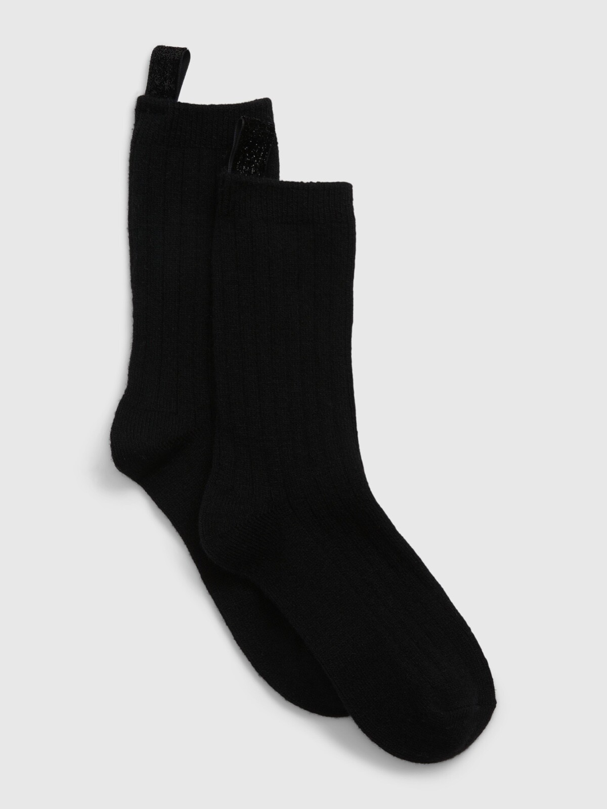 NIP Gap Glitter Crew Socks Wool Blend True Black Glitter Tabs One Size