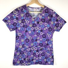 Scrubstar Scrub Top Graphic Printed Purple Women  s XS