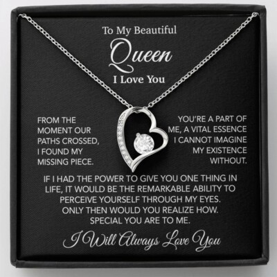 To My Queen Necklace, Anniversary Gift For Wife, Girlfriend Necklace