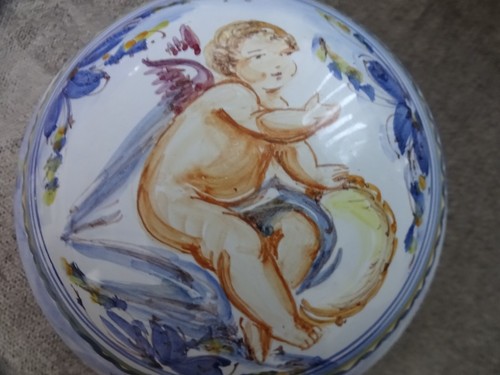 Rare Vintage Albisola Emmebi Bertolleto Italian Hand Painted Lidded Bowl 12x18cm - Picture 8 of 8