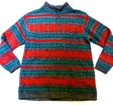 LizWear. Mock Turtleneck Sweater sz S. Cotton Blend Green Blue Gray