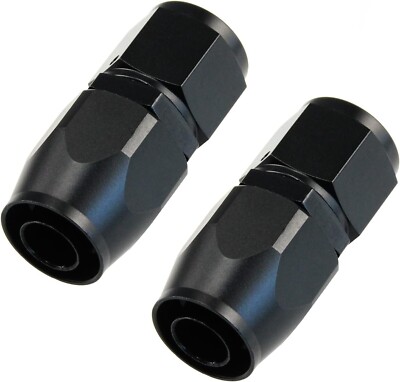 2PCS 10AN Straight Swivel Hose End Fitting for Braided CPE Fuel Hose Black NEW