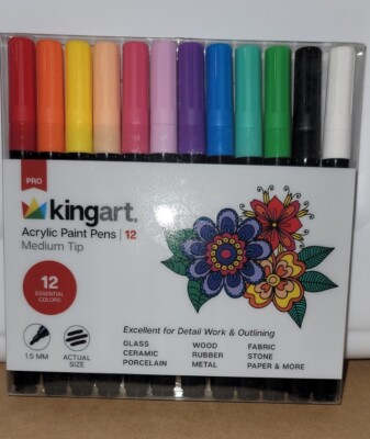 Kingart Studio Acrylic Paint Pens 12 Vivid Colors Crafts And Drawing 