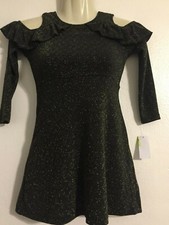 Special Editions Girls black gold glitter sparkle Party dress size XS 4/5 NWT