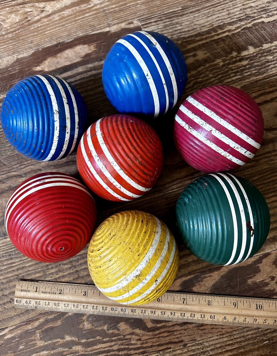 Set Of 6 Vintage Croquet Balls Ribbed Three Stripes 3.25” | eBay Set Of 6 Vintage Croquet Balls Ribbed Three Stripes 3.25” | eBay