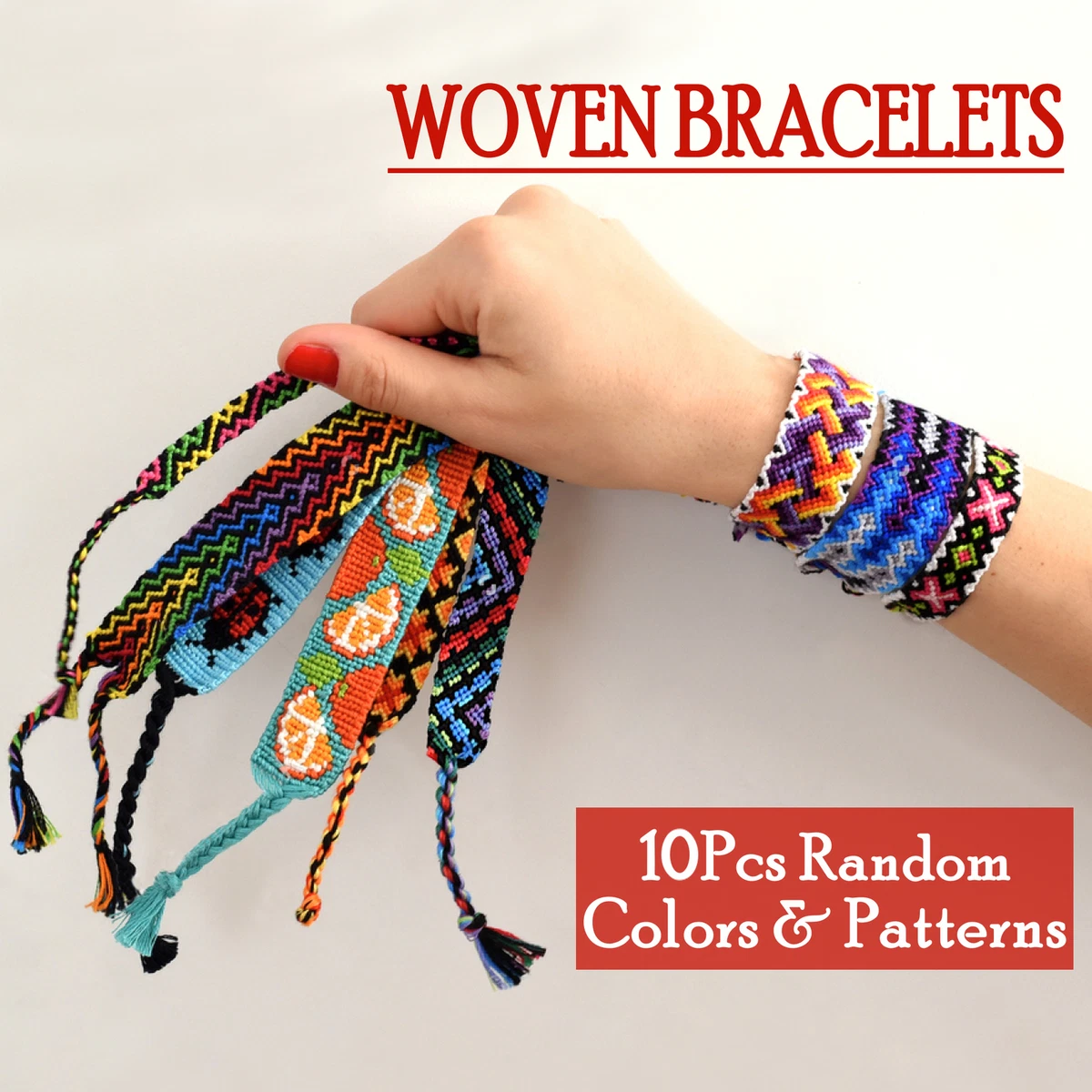 10 Pcs Woven Bracelet Bulk - Nepal Style Friendship Bracelets Handmade Braided Rope Wrist String Chain, Kids Unisex, Size: One size, Grey Type