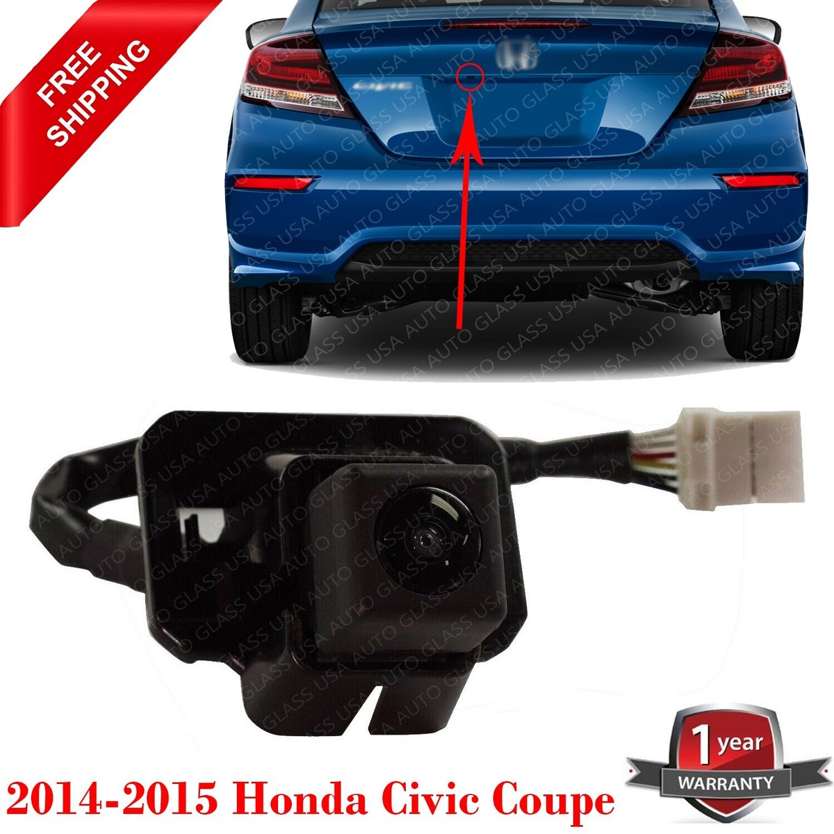 Rear View Backup Camera For Honda Civic 2014-2019 – Replacement Reverse Camera With Night Vision & Distance Lines (7-Pin)