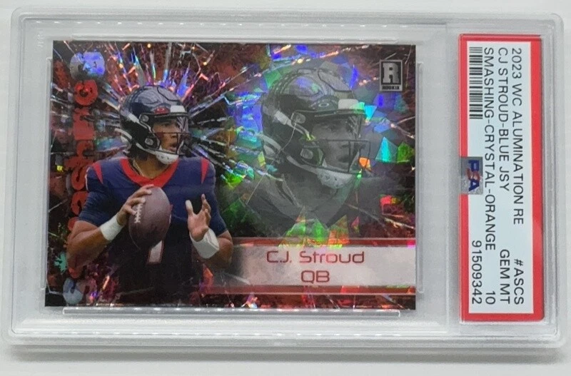 CJ Stroud Wild Card Alumination Rookie Edition Smashing #ASCS Blue Jersey-Crystal-Orange