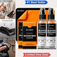 Glasses Cleaner Spray 4oz 2 Pack Microfiber Cloth Streak Free Eyeglass Sunglass