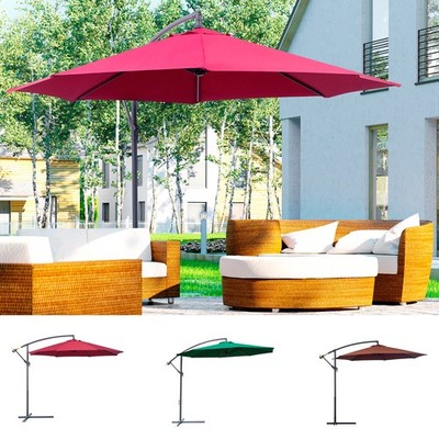 Outsunny Outdoor Crank Umbrella Deck Sun Protection Shade Canopy w/ Stable Base