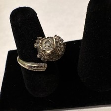 Vintage 925 Sterling Silver Owl Adjustable Ring