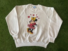 Rare Vintage 80 s Disney Minnie Mouse Sweatshirt USA MADE White - Size MEDIUM