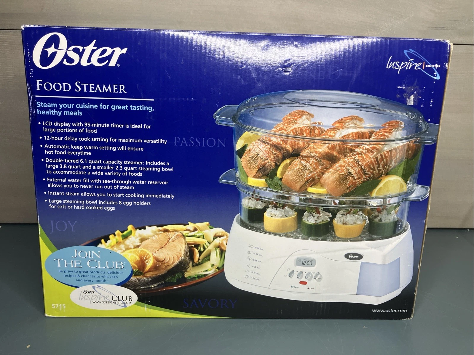 Oster 5715 Double-tiered 6.1 qt White Food Cooker & Steamer Inspire Collection