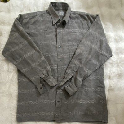Pierre Bellon Men S Gray Striped Cotton Woven Long Sleeve Button Front Shirt