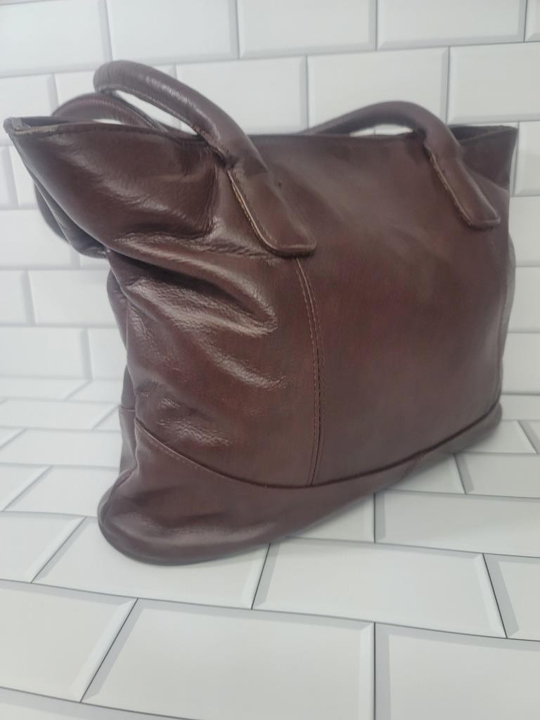 AMERI LEATHER Dark BROWN Leather Shoulder Satchel… - image 3