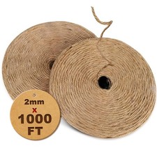 1000FT Natural Jute Twine, 2mm Thick Craft String for Packaging, Gardening