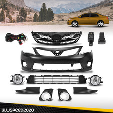 Fits 2011-2013 Toyota Corolla Front Bumper Cover Paintable Grille Assembly Kit