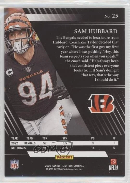 2023 Panini Limited Silver Spotlight /150 Sam Hubbard #25 - Image 2 of 2
