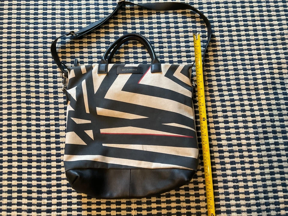 WANT Les Essentiels Canvas & Leather Tote Crossbody Bag – Abstract Print, RARE - Image 3 of 4