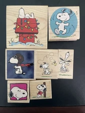 Snoopy Wood Mounted Rubber Stamps Lot Of 7