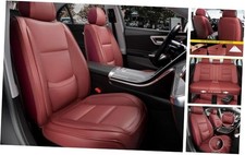 Car Seat Covers Full Set,Universal Leather Seat Covers for Wine Red-Full Set