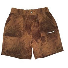 Carhartt Boys Shorts Brown Dye Logo Patch Pocket Button SZ/6