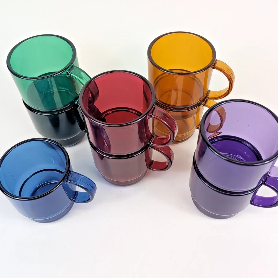 Lote 9 Tazas Tupperware Puramente Elegantes Tono Joya Acrílico 10oz Apilables Ámbar Foto 2 de 4