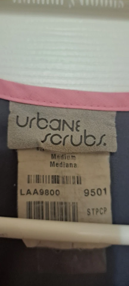  Scrub Top Urbane Scrubs Work  Dental/Medical Uniform  Medium Gray with pink  - Image 3 of 4