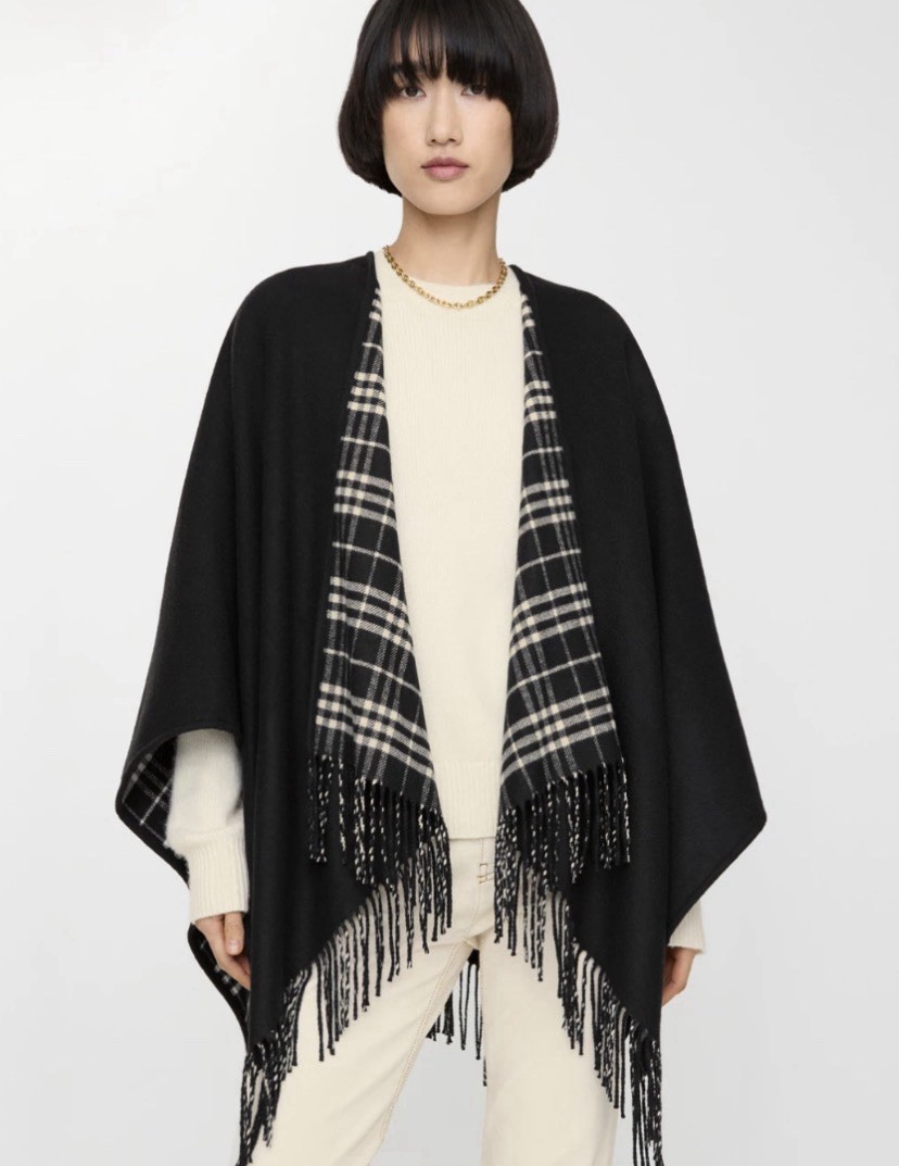 Burberry Reversible Check Wool Cape /Shawl. $ 1190. NWT Colour OTTER. Brown/blue image 4