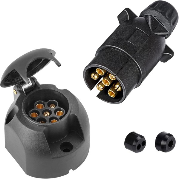 Sparkmoto 7 Polig AnhäNger Stecker AnhäNger Steckdose Set,12V Wasserdicht 7-Pol-image