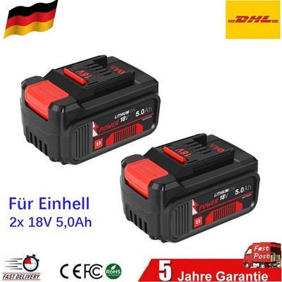 2x 18V 5,0Ah Ersatzakku Für Einhell PowerX-Change alle PXC-Geräte mit LED
