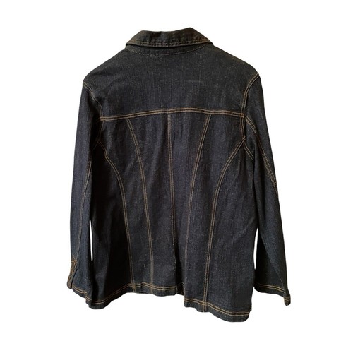 Denim Jacket 16W Womans with chest And Waist Pockets NWT Dark Denim Retro 24/7 - Picture 5 of 13