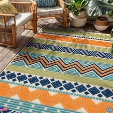 Rugshop Multi Marbella Boho 4' x 6' Indoor/Outdoor Rug - Stylish & Washable