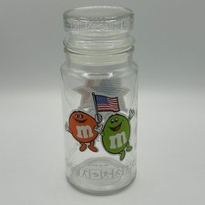 Vintage Mars Inc. 8" M&M Chocolate Glass Candy Jar 80s Los Angeles Olympics USA