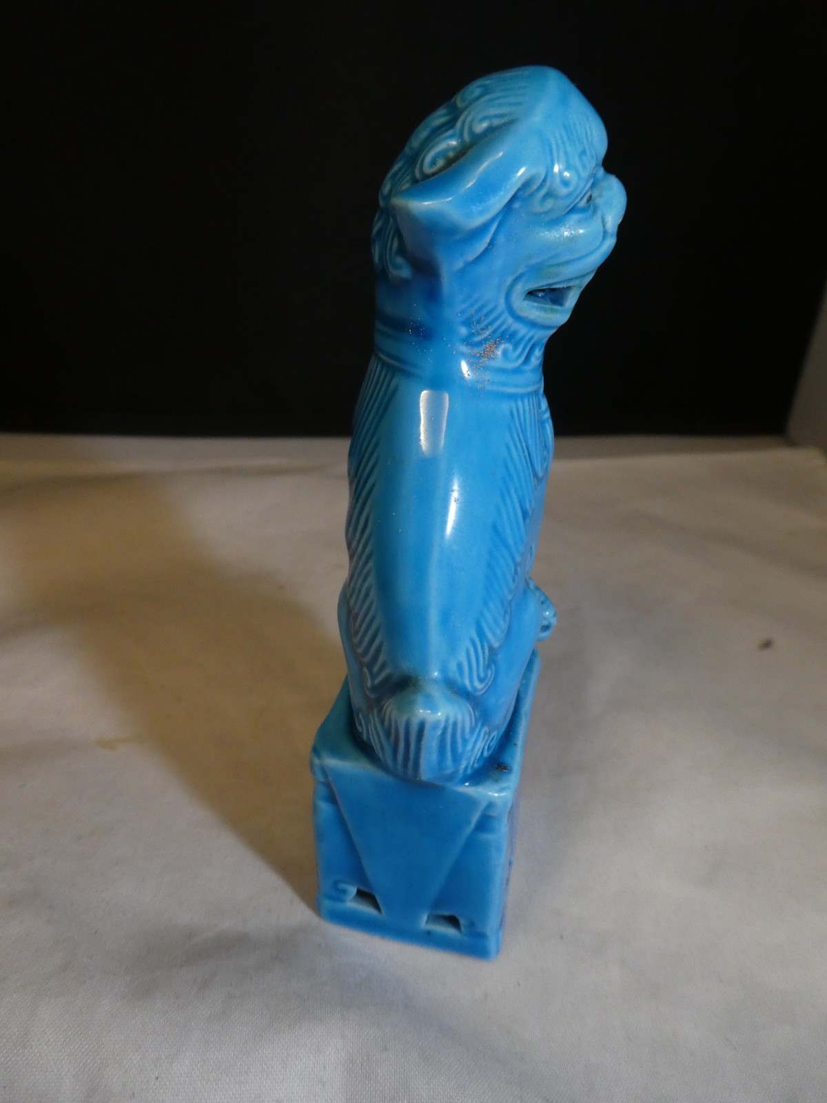 Vintage Chinese Blue Glazed Porcelain Foo Dog Statue 4 3/4 inches Tall