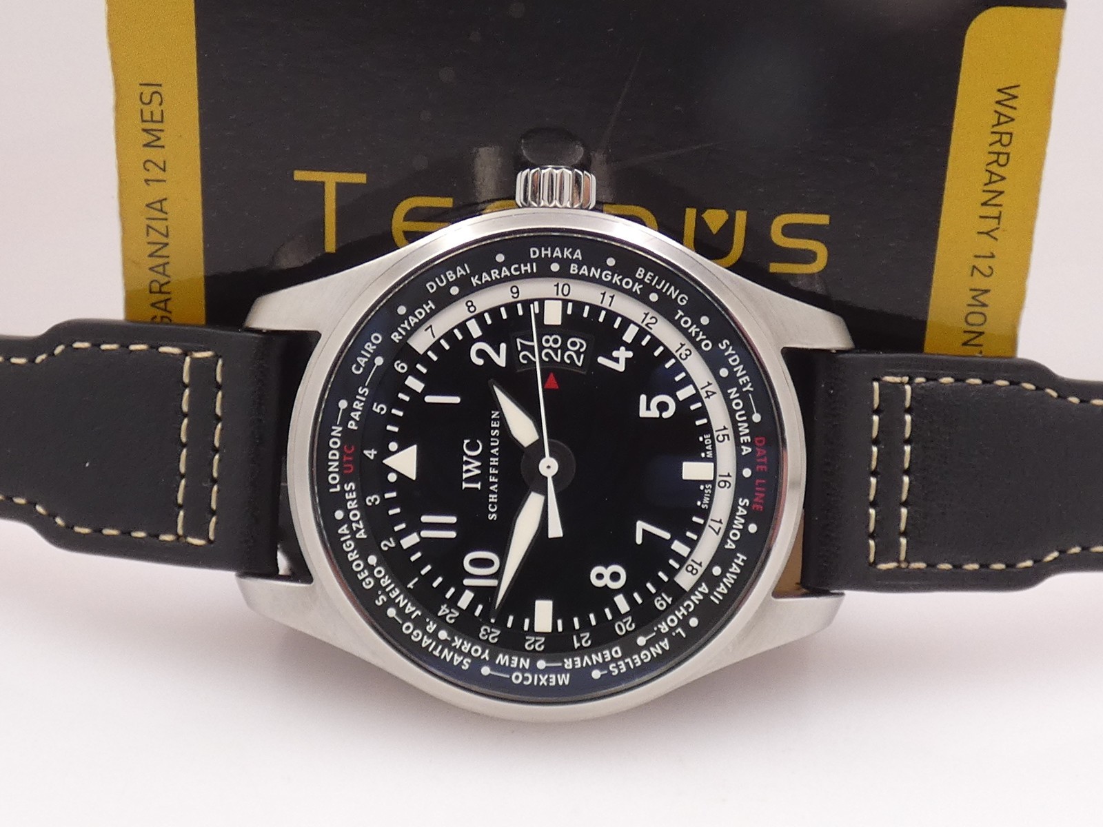 IWC PILOT WORLDTIMER IW3262 BOX&PAPERS SANTONI STRAP AUTOMATIC WATCH