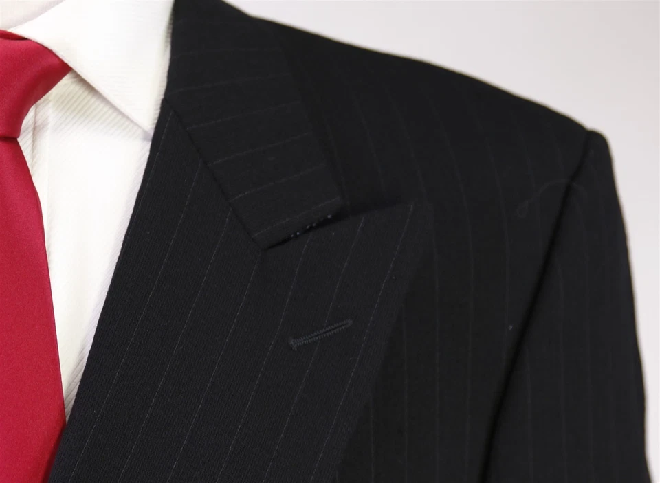 Traje Versace Clásico Vintage Años 90 Negro Rayas Doble Pecho Lana 38R Foto 4 de 4