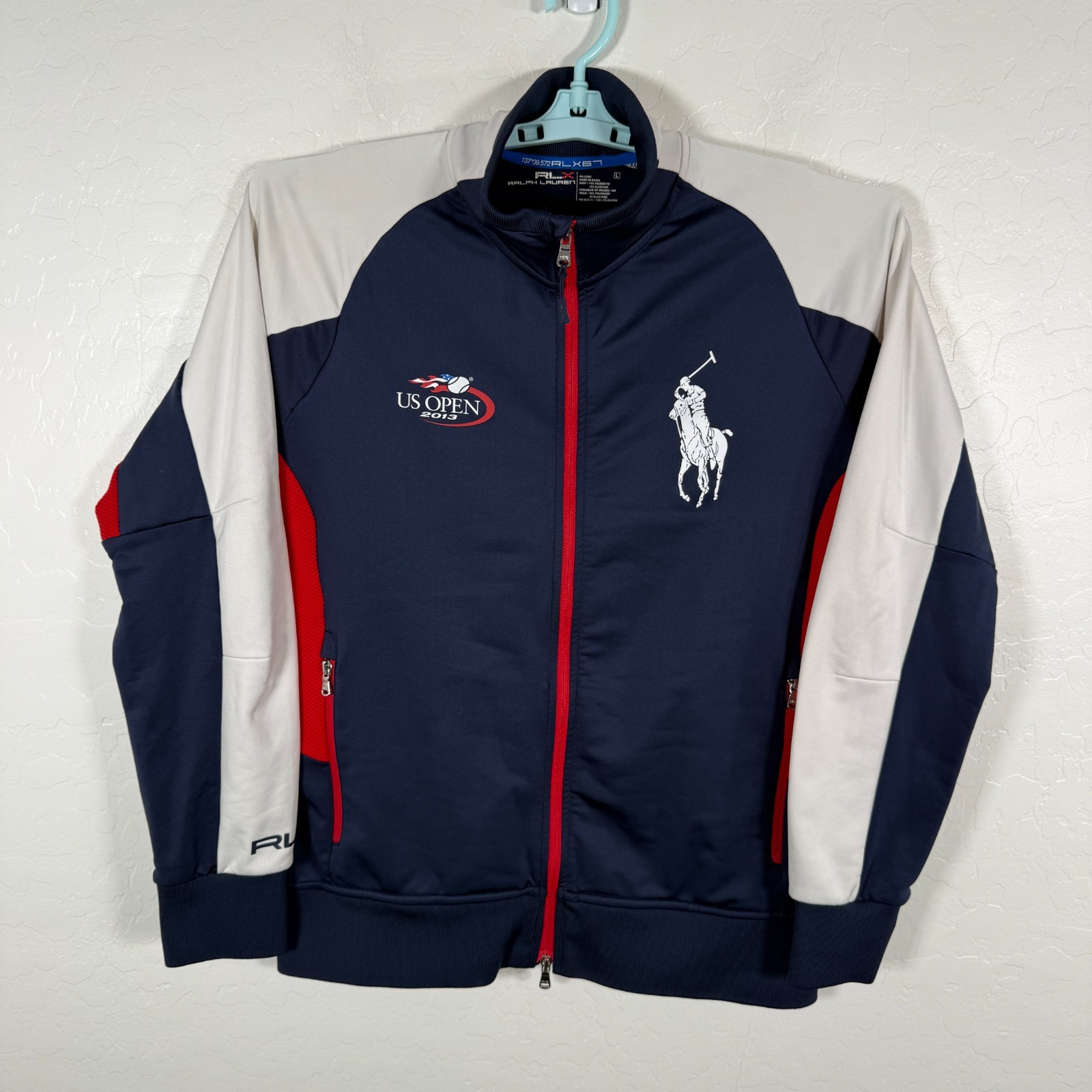Giacca RLX Ralph Lauren uomo grande blu rosso bianco big pony US Open 2013 tennis