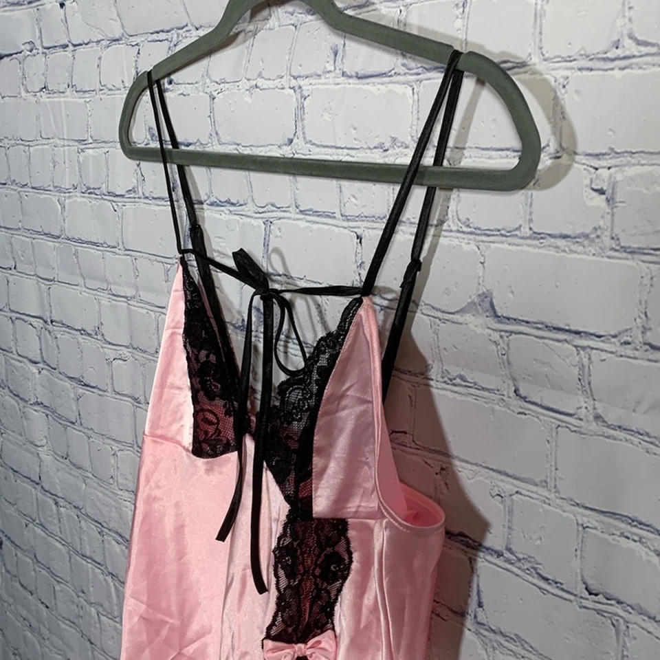 Babydoll Chemise Vintage Elegante Momentos Mujer M Rosa Negro Lazo Encaje Cachicho Foto 4 de 4