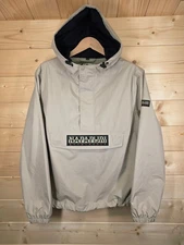 Napapijri Rainforest Jacket Mens Large Light Beige Hooded Windproof Lightweight