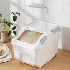 Rice Storage Container 10kg, Plastic Airtight Rice Storage Container Food w/Cup