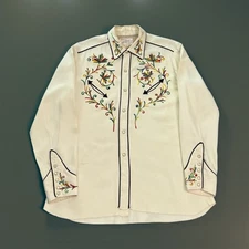 Vtg 1940's-50's California Ranchwear Western Shirt Gabardine Pearl Snap Sz 16