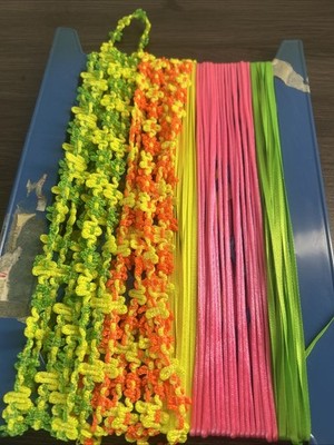 Huge Neon Craft Trim Lot 30+ Yards Y2K Satin Cord Butterfly Ribbon Rave Crafts