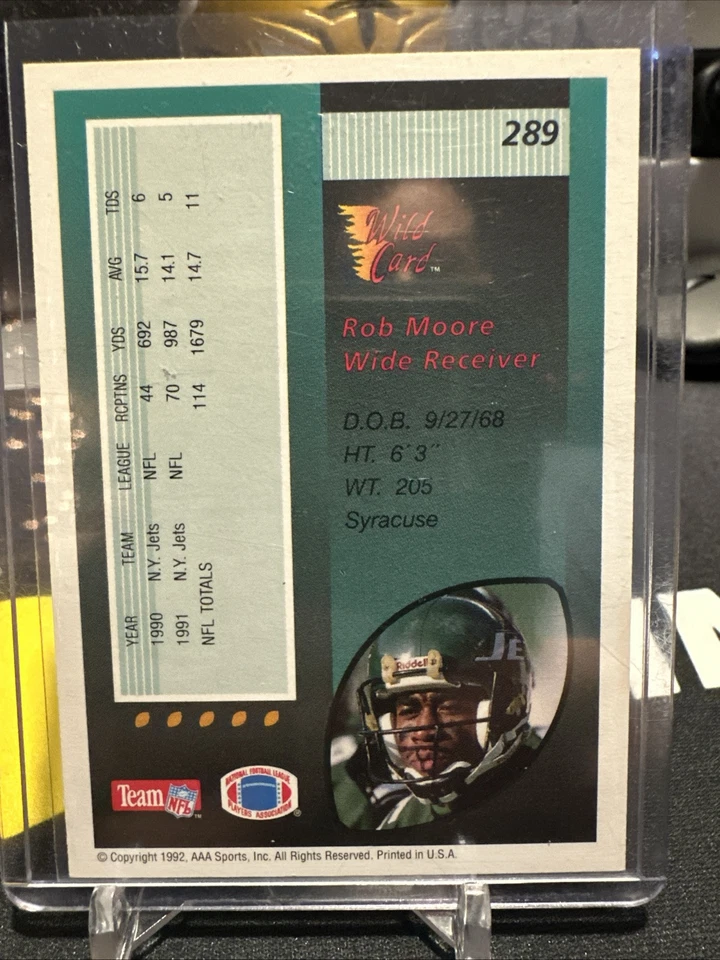 1992 Wild Card Rob Moore Rare 1000 Stripe New York Syracuse - Image 2 of 2