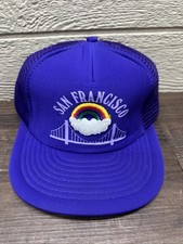 San Francisco Rainbow Mesh Snapback Trucker Hat Cap Golden Gate Bridge Vintage