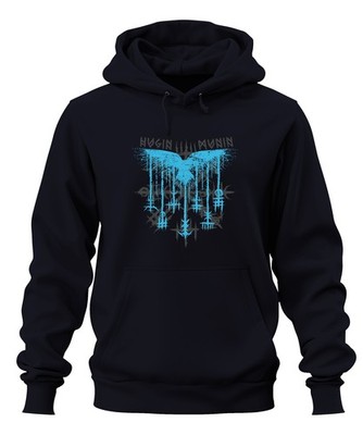 Hugin and Munin Odin Viking Mythology Norse Raven Runes Unisex Hoodie Hooded