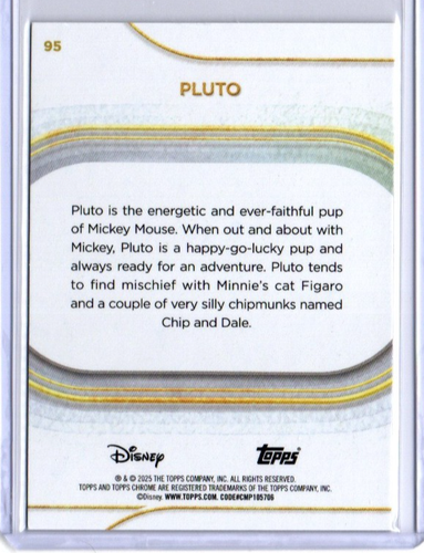 2025 TOPPS CHROME DISNEY PLUTO YELLOW MINI DIAMOND REFRACTOR # 95 - Picture 2 of 2