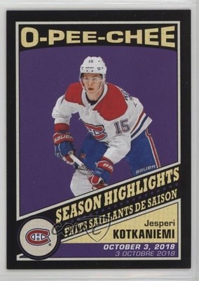 2019 O-Pee-Chee Season Highlights Retro Black 76/100 Jesperi Kotkaniemi #592 hg6