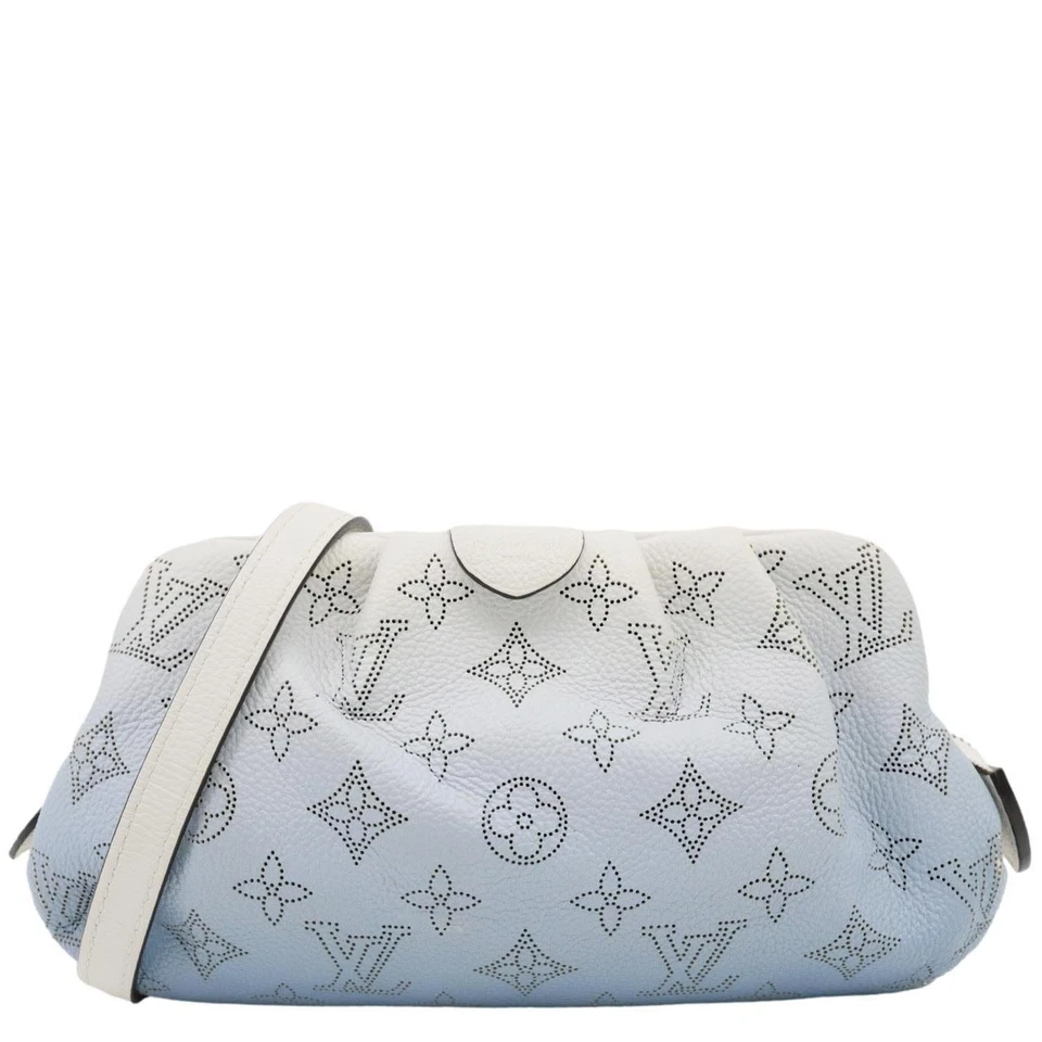 LOUIS VUITTON Scala Mini Monogram Mahina Perforated Leather Pouch Light Blue